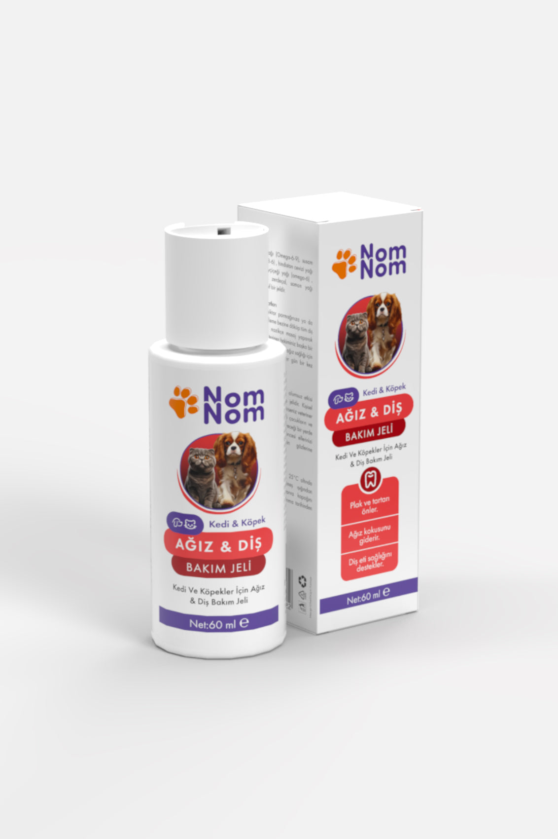 Köpekler ve Kediler için Evcil Hayvan Diş Jeli Ağız Bakımı Diş Taşı Plak Taze Nefes Doğal 60ml