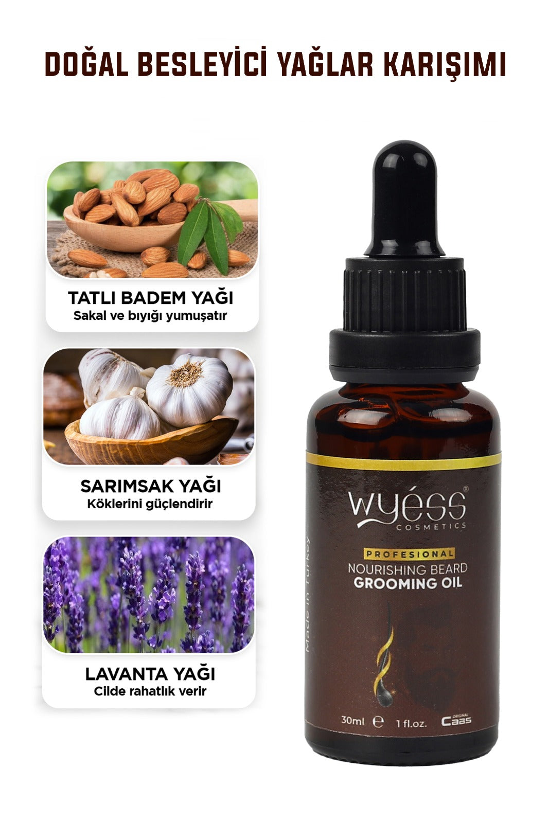 Wyess Beard Oil for Men Beard Growth Oil Kit Natural Beard Conditioner Moisturizer 30ml