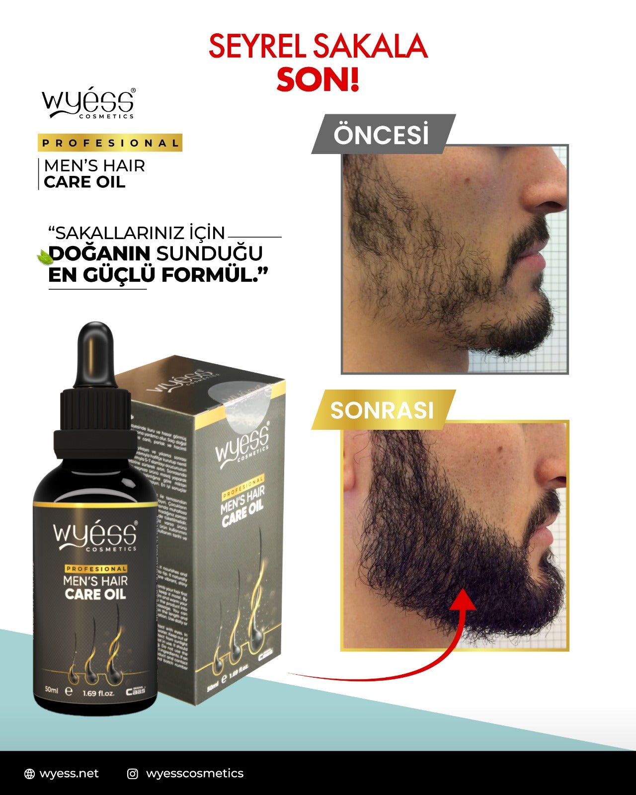 Wyess Beard Oil for Men Beard Growth Oil Kit Natural Beard Conditioner Moisturizer 30ml