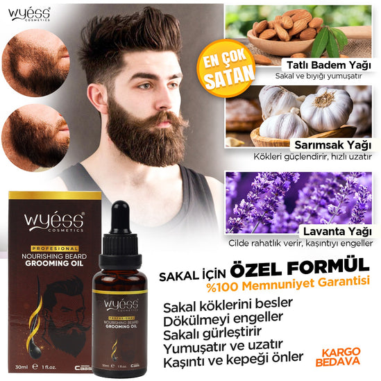 Wyess Beard Oil for Men Beard Growth Oil Kit Natural Beard Conditioner Moisturizer 30ml