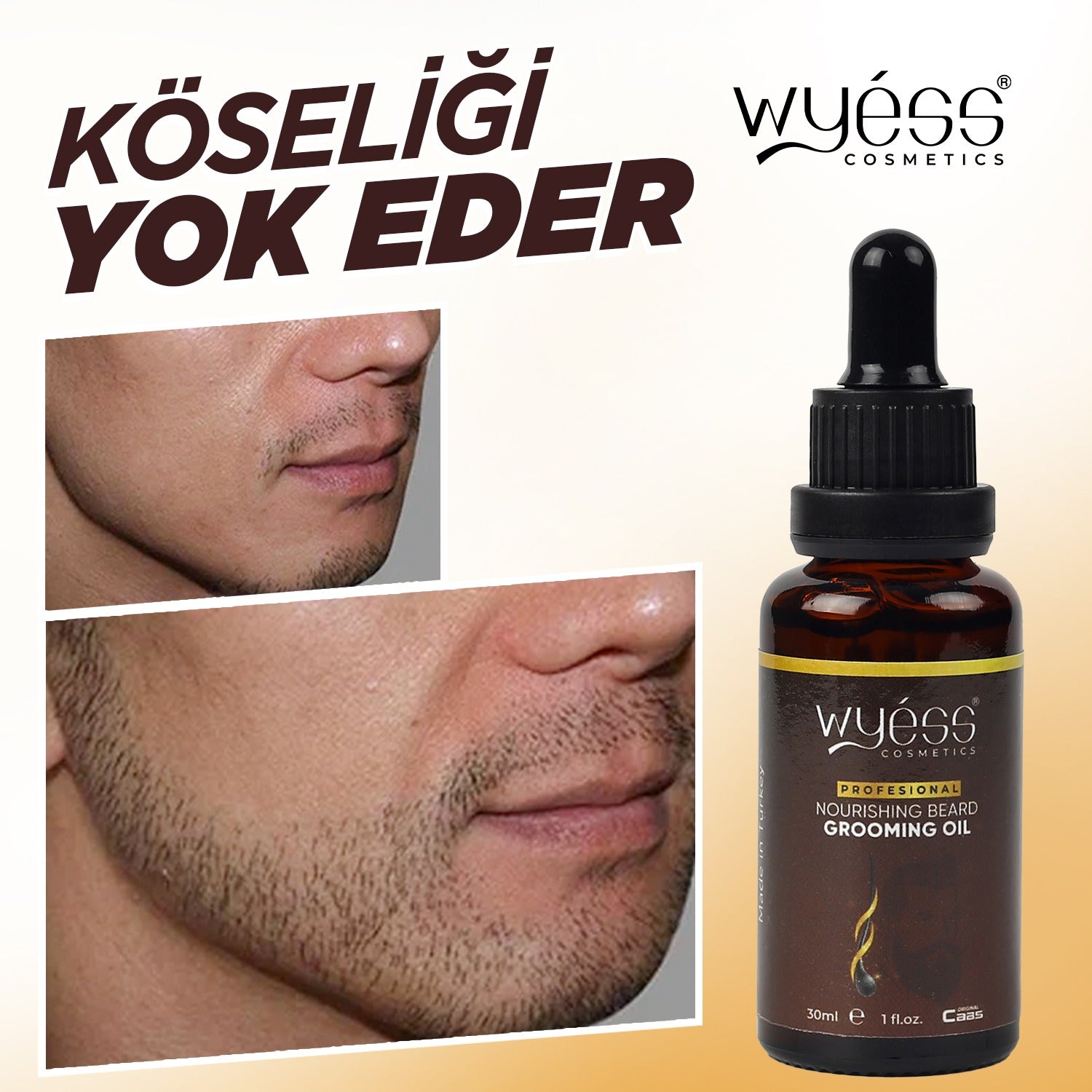 Wyess Beard Oil for Men Beard Growth Oil Kit Natural Beard Conditioner Moisturizer 30ml